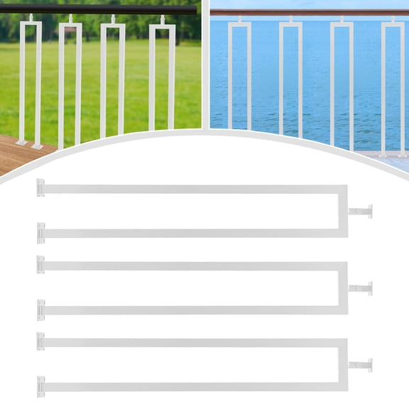 3 PCS Carbon Steel Stair Balusters with Square Base Modern U Shape Stair Balusters Floor Stand