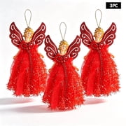 3 PCS Christmas Angel Hanging Gift Ornaments Christmas Victorian Fluffy Wing Long Skirt Angel Doll Pendant Xmas Tree Decoration Gift for Crafts Home Decor Room Decoration
