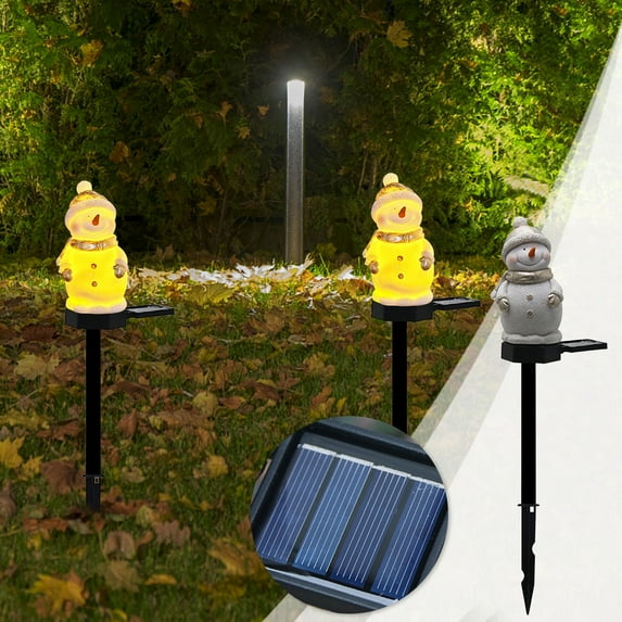 3 PCS Christmas Snowman Solar Lights Outdoor Decoration, Snowman Landscape Lights Stake LED Waterproof Holiday Walkway Lights for Decor Garden, Yard, Lawn, Park, Porch