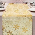 thumbnail image 1 of 3 PCS Christmas Table Runner Holiday Table Decor 108 Inch Long Snowflake Design, Metallic Gold Foil Print on Polyamide Fabric, Washable Wrinkle Resistant Dining Table Cloth for Party Festival, 1 of 7