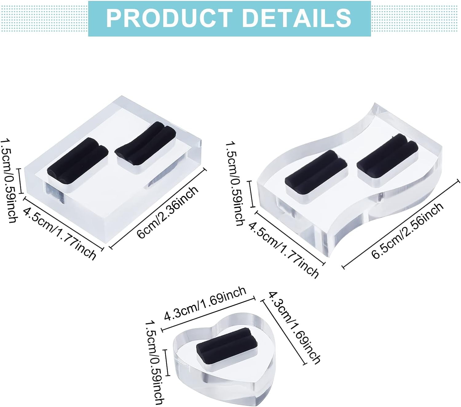 3 PCS Clear Acrylic Display Stands Ring Showcase Display Holder Ring ...