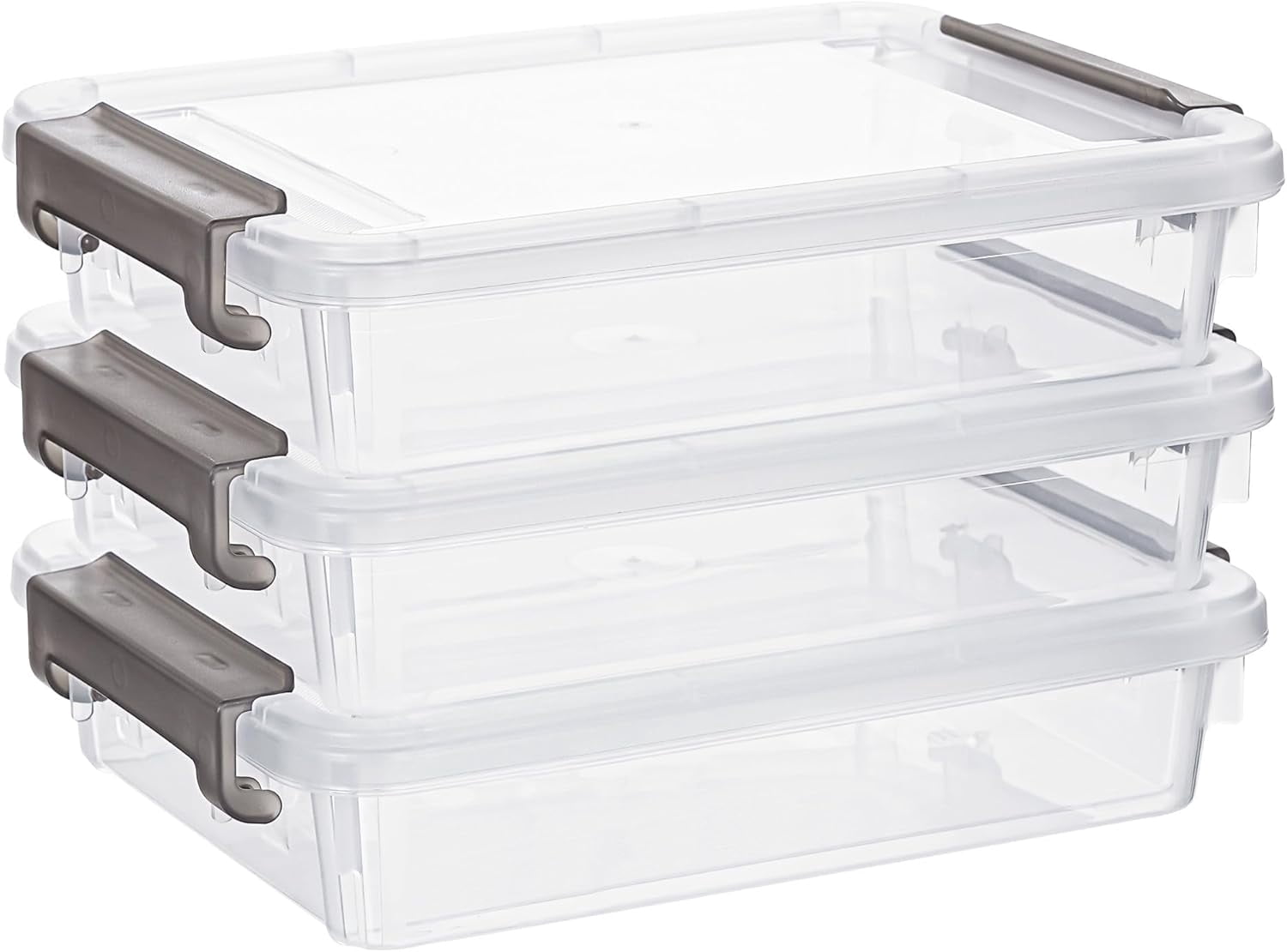 3 PCS Clear Plastic Storage Bins with Latching Lids Stackable Portable Organizers for Documents Photos Scrapbook B5 Paper Storage Containers
