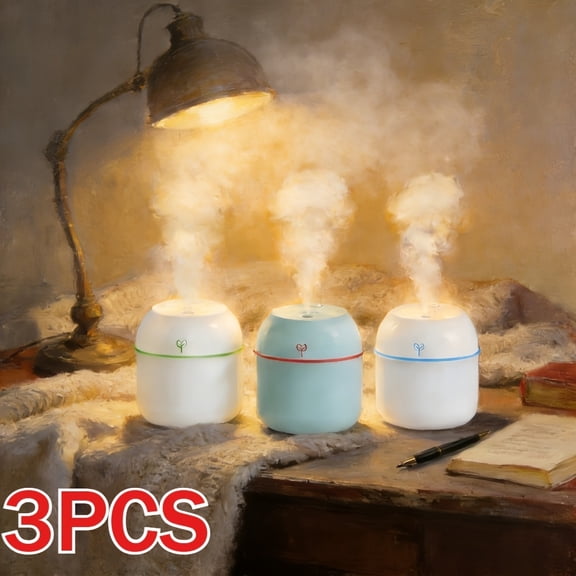 3 PCS Colorful Aroma Diffusers, Silent Operation with Soft LED Light & Adjustable Mist, 2-in-1 Humidifier & Air Freshener, for Bedroom, Living Room & Office, Universal Gift for Men & Women
