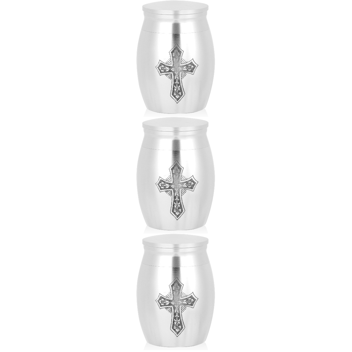 3 PCS Cross Urn Gifts Ashes Metal Urn Family Cremation Tank Metal Urn
