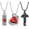 thumbnail image 1 of 3 PCS Crystal Heart Cremation Urn Necklace for Ashes Keepsake Cremation Jewelry Heart/Cross/Cylinder Urn Necklace for Women Men Loved Ones, 1 of 7