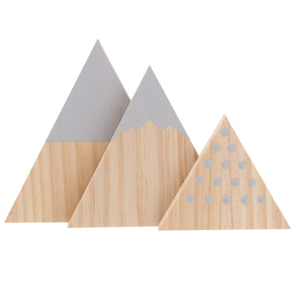 Set of 3 Grey Mountain Desktop Ornaments with Wall-Mounted Coat Rack, Table Centerpiece and Kids Room Decor Accents