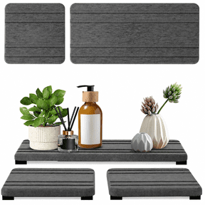 3 PCS Diatomite Stone Sink Tray Set, Fast Drying Water Absorbing Coasters for Kitchen Bathroom, Sponge Soap Holder (8x4 Inch and 4x4 Inch)