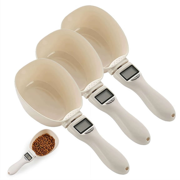 3 PCS Digital Measuring Spoon Scale, 800g/0.1g High Precision Kitchen Scoop with LCD, Grams/Oz/Cup/ML Conversion for Baking, Cooking & Pet Food