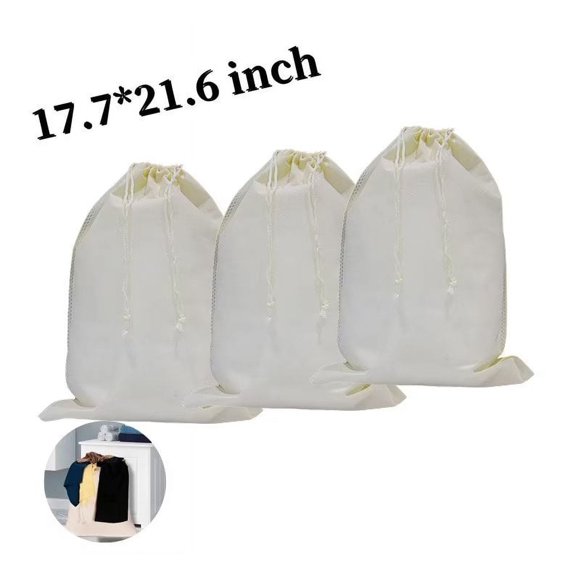 3 PCS Drawstring Bag Non-woven Fashion Dustproof Storage Pouch Storage Bag, Beige