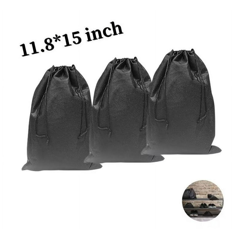 3 PCS Drawstring Bags Bulk Draw String Back Sack Non Woven Durable Cinch Bags String Backpack Sport Sinch Sack for Women Men Kids Black