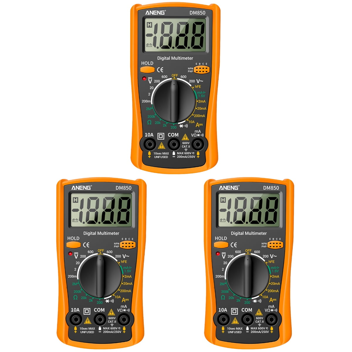 WRISTBIQUE 3Pack Multifunctional Digital Multimeter Voltage Measurement Home Use Orange