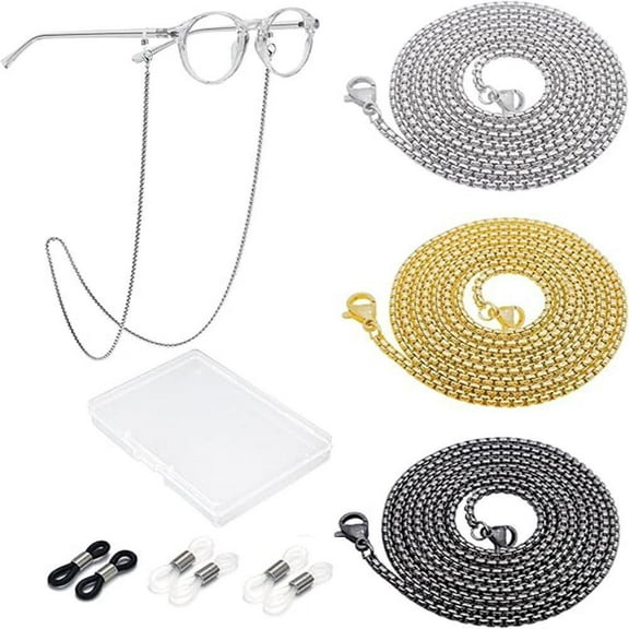 3 PCS Eyeglass Chain for Women Stylish,Stainless Steel Glasses Strap for Men Women,Eye Glasses Holders Around Neck