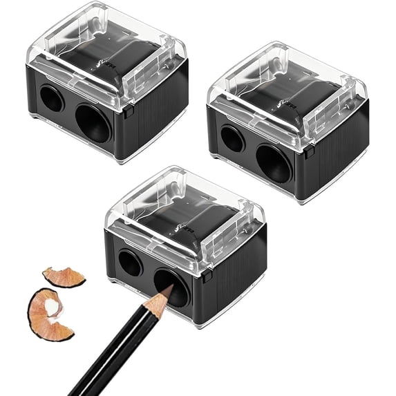 3 PCS Eyeliner Sharpener,2 Holes Makeup Sharpener,Plastic & Stainless Steel Compact Eyebrow Pencil Sharpeners for Various Sizes of Eyebrow Pencil,Eyeliner,Lip Liner etc,Easy to Clean(Black)