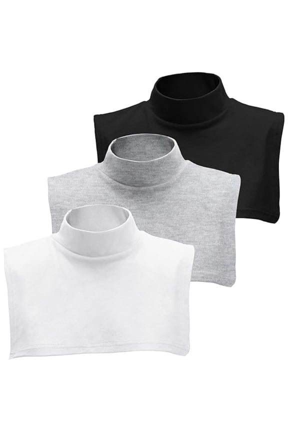 3 PCS Fake Turtleneck Collar Set - Stretchy Knit Detachable Neck Warmers, Slim Design for Sweaters & Dresses, Unisex Accessory for Casual & Office Wear