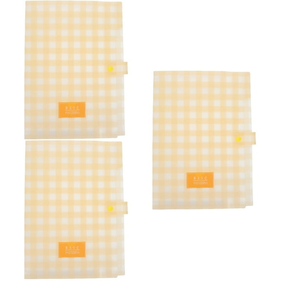 3 PCS File Holder Storage Bins with Lids Rack Cassette Tape Cell Phone Yellow
