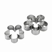 3 PCS Five-petal Flower Shaped Cookie Cutters Set, Stainless Steel Rose Petals Fondant Cutters Pastry Biscuit Baking Clay DIY Molds, Dishwasher Safe-Blossom Flower Cookie Cutters for Baking