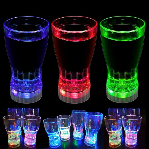 3 PCS Flash Light Up Drinking Cups Automatic Water Activated LED Glow Glasses for Bar Disco Night Club Party Halloween Christmas
