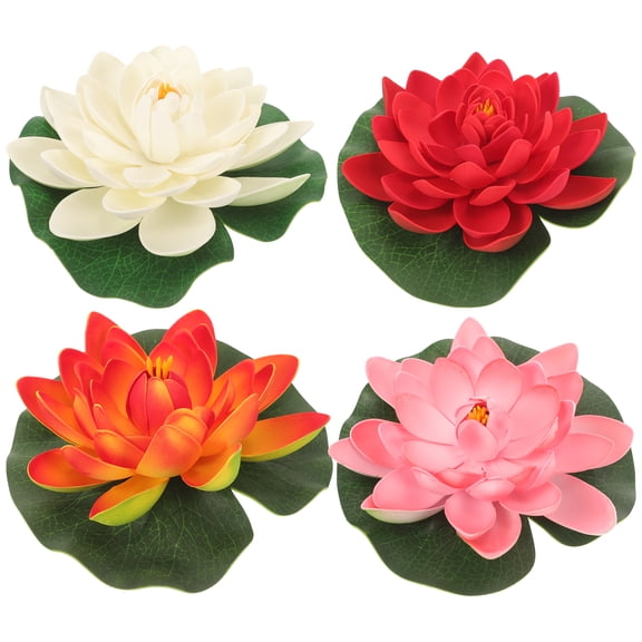 3 Pieces Pond Decorations Outdoor Floating Lotus Plants Pool Party