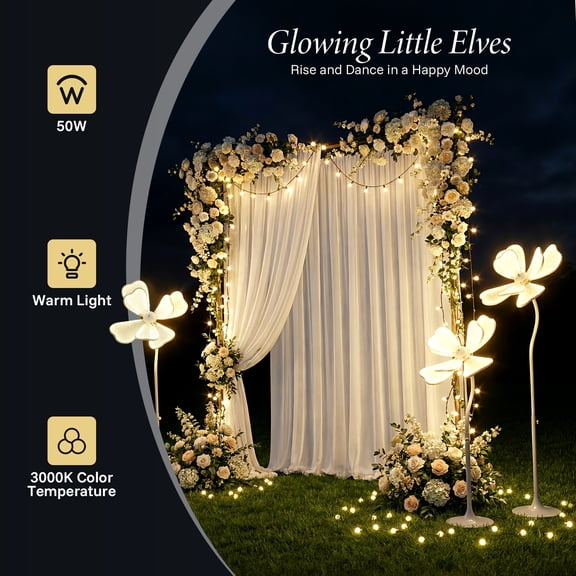3 PCS Flower Shape Wedding LED Floor Lamp, Romantic Wedding Decoration Props Wedding Lights for Wedding Stages, T-Stage Street Guidance Decorative Lights Etc