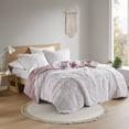 thumbnail image 1 of 3 PCS Full/Queen Shaggy Faux Fur Comforter Mini Set Pink/White, 1 of 10