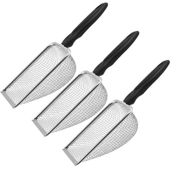 3 PCS Garden Soil Sieve with Handle, Sand Sifter Compost Sifters, 2 mm 3.8 mm 5 mm Stainless Steel Mesh Black Plastic Handle Gardening Tools