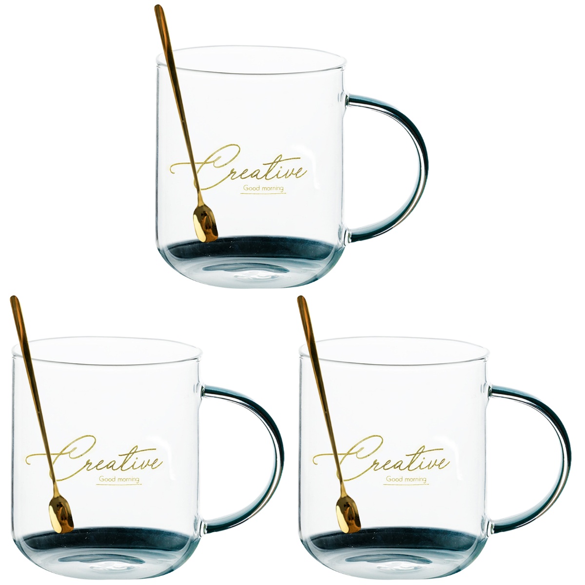 3 PCS Glass Tea Cups Clear Glass Cups Milk Cup Glass Water Container