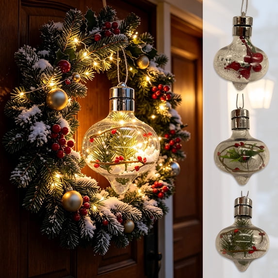 3 PCS Glowing Christmas Story Ornament - Light-Up Mini Holiday Scene with Warm LED Light - Christmas Tree Hanging Ornament for Home Party Decoration Gift