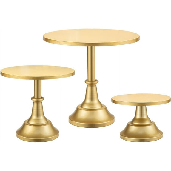 3-PCS Gold Cake Stand Set (8"/10"/12" Plate) for 6-10 Inch Cakes, Perfect Dessert Table Display Set, Cupcake&Cake Stands for Party, Wedding, Birthday, Baby Shower, Anniversary (Metal)