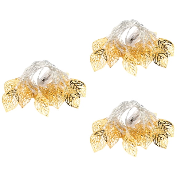 3 PCS Gold Fairy Lights with Leaf String Living Room Decoration Leaf-shaped
