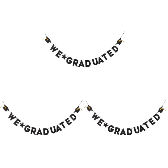 3 PCS Graduate Graduation Season Banner Graduation Party Supplies 13X12CM Black