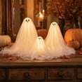 thumbnail image 1 of 3 PCS Halloween Light-Up Ghosts with Witch Hats, Spooky Ghost with Battery Included String Lights,Halloween-Ghost Lights for Porches Yards Gardens Lawn, 11/9/7in, 1 of 7