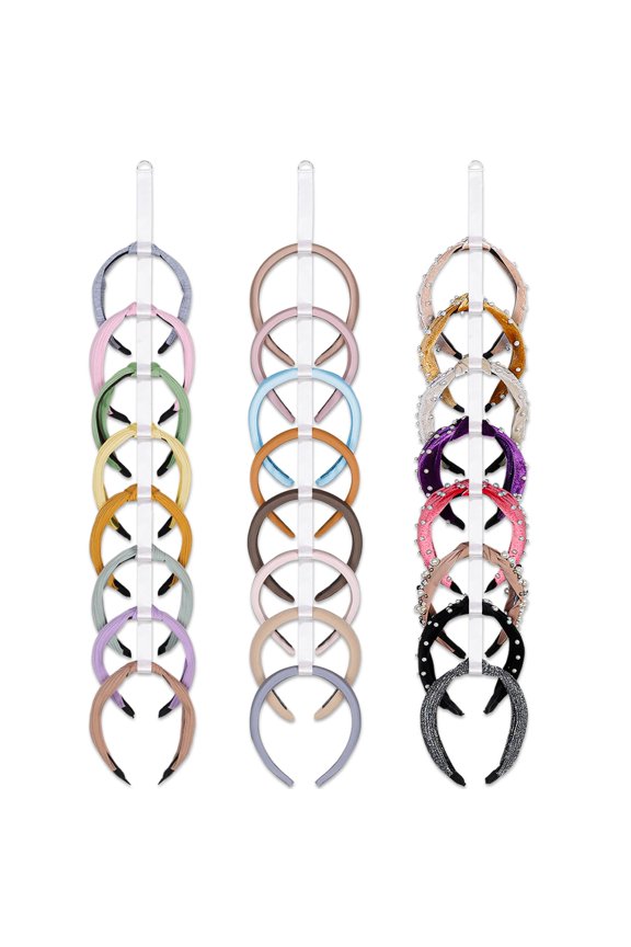 3 PCS Headband Holder Organizer for Girl,Hanging Hairband Storage for Women,Pink Hair Hoop Display Hair Accessories Organizer Bedroom College Dorm Decor (Pink-5pcs)