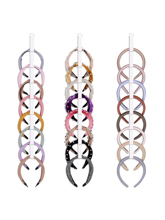 3 PCS Headband Holder Organizer for Girl,Hanging Hairband Storage for Women,White Hair Hoop Display Hair Accessories Organizer Bedroom College Dorm Decor