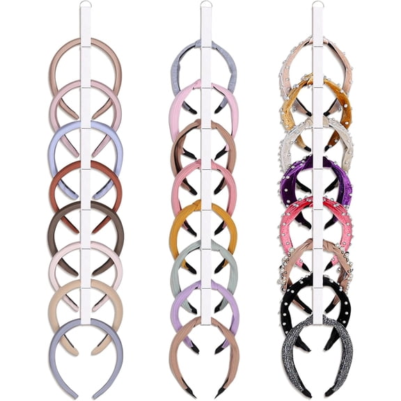 3 PCS Headband Holder Organizer for Girl,Hanging Hairband Storage for Women,White Hair Hoop Display Hair Accessories Organizer Bedroom College Dorm Decor
