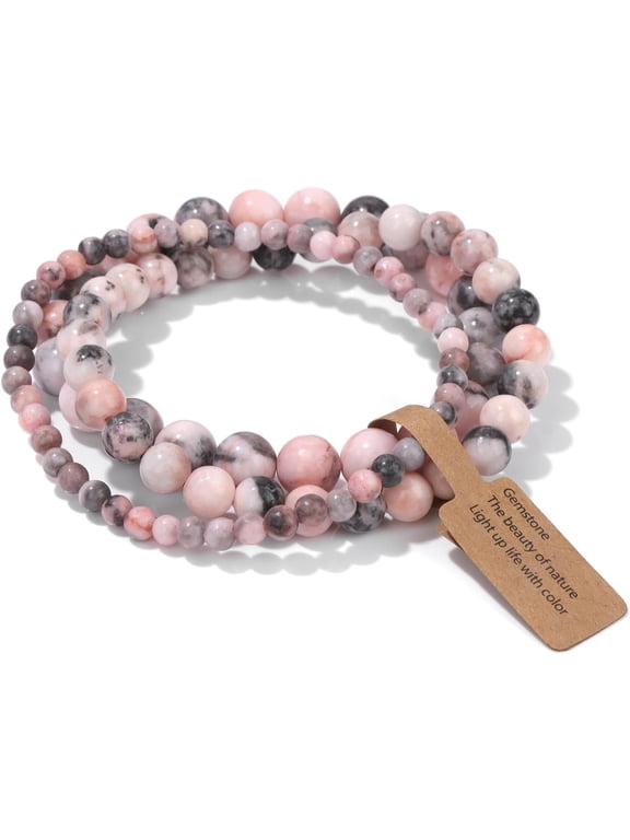 3 PCS Healing Crystal Bracelets for Women 8mm Natural Stone Beaded Stretch Bracelet Amethyst Jewelry Gifts
