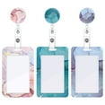 thumbnail image 1 of 3 PCS Heavy Duty Badge Holder with Retractable Reel, Marble Retractable ID Badge Holders with Clip Name Key Card Holder Case for Teacher Nurse Doctor Office Gift for Coworkers, 1 of 6