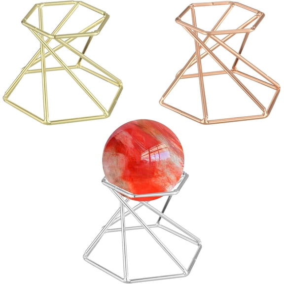 3 PCS Hexagon Metal Display Stand Mystical Quartz Ball Photography Props FengShui Divination Spheres Decorative Glass Ball Base