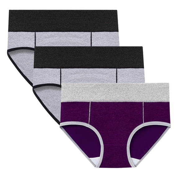 3 PCS High Waist Panties for Women Tummy Control Plus Size Cotton Underwear Full Coverage Comfy Ladies Briefs XL
