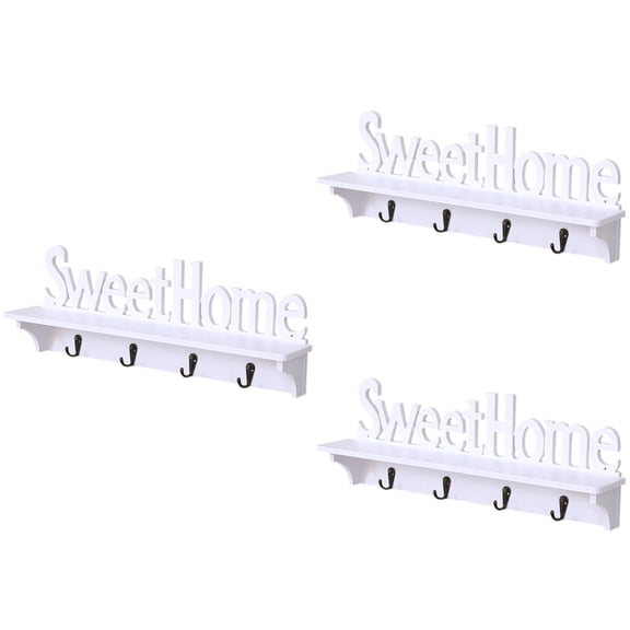 3 PCS Home Storage Rack Hanger Wall Mounted Shelf Shelves Chain White Hangers