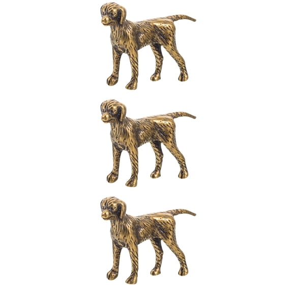 3 PCS Home Table Figurine Brass Dog Statue Decor Desktop Miniature Office