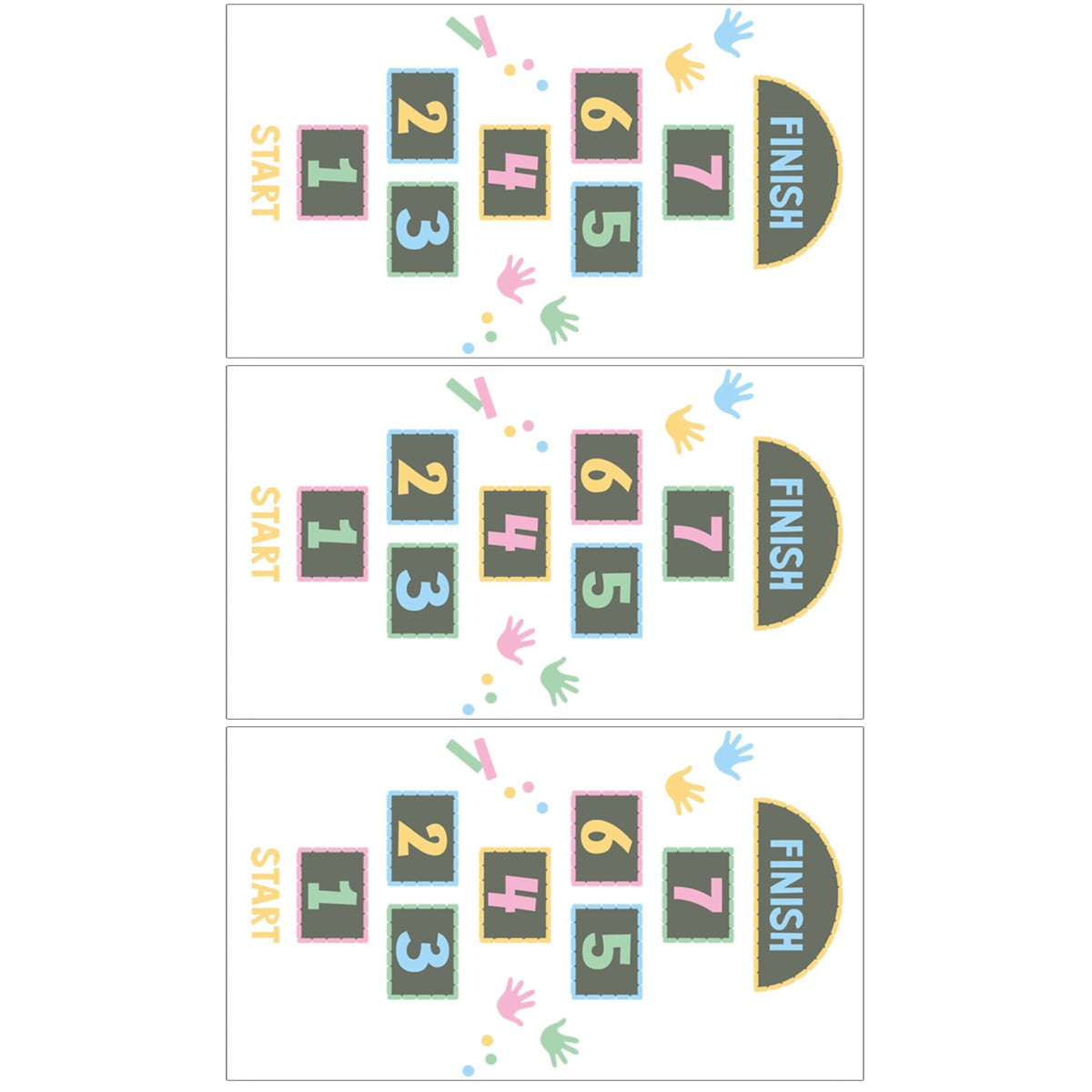 3 PCS Hopscotch Floor Vision Decor Educational Hopscotch Game Decal