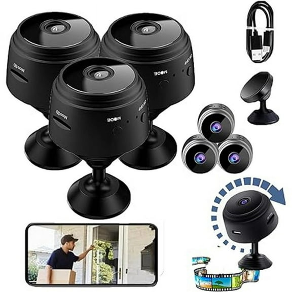 3 PCS Indoor Camera, Cameras for Home Security with Night Vision, Pet Camera with Phone App, 1080P Indoor Security Camera, Motion Detection, WiFi Home Camera, Baby Monitor