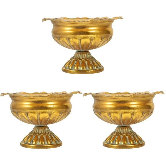3 PCS Iron Flower Pot Gold Decor Indoor Plant Pots Flower Container for Indoor Plants Home Supply