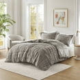 thumbnail image 1 of 3 PCS King/Cal King Solid Faux Fur Comforter Mini Set Gray, 1 of 16