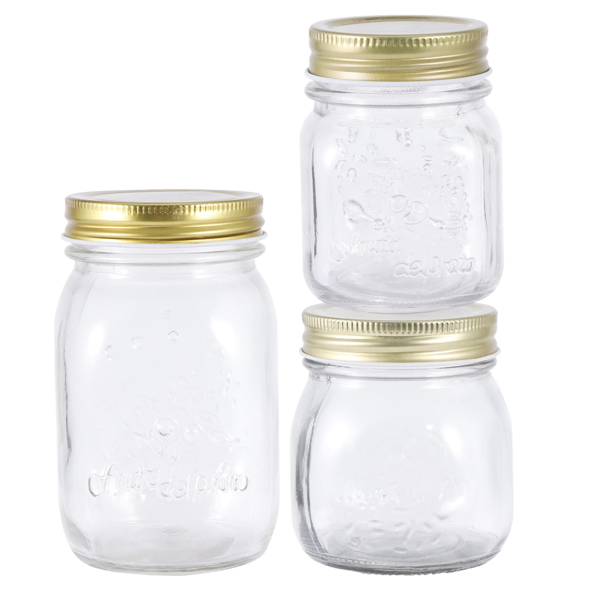 3 PCS Kitchen Canisters Glass Jar with Lid Transparent Bottles ...