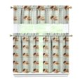 thumbnail image 1 of 3 PCS Kitchen Curtains Set - Papaya Tropical Fruit Print Tier Curtains with Valance, 54x18 + 27.5x36 Inch, Rod Pocket Semi-Sheer Farmhouse Window Treatment, Cute Kawaii Cartoon Decor for Kitchen, 1 of 5