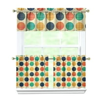 3 PCS Kitchen Curtains Set - Polka Dot Window Treatment Panels with Valance, Semi-Sheer Tier Curtains for Farmhouse & Minimalist Decor (Classic Black & White Dots)