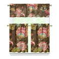 thumbnail image 1 of 3 PCS Kitchen Curtains Set - Vintage Paisley Floral Pattern, Semi-Sheer Tier Curtains with Valance (54x18 + 27.5x36x2), Boho Rod Pocket Window Treatment Panels, 1 of 5