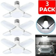 3 PCS LED Garage Light Bulb Deformable Ceiling Fixture Lights E27 Workshop Lamp
