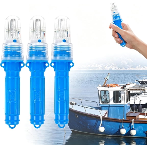 3 PCS LED Marine Flares, Waterproof Emergency Signal Lights for Boat Buoy Life Raft Night Navigation-blue